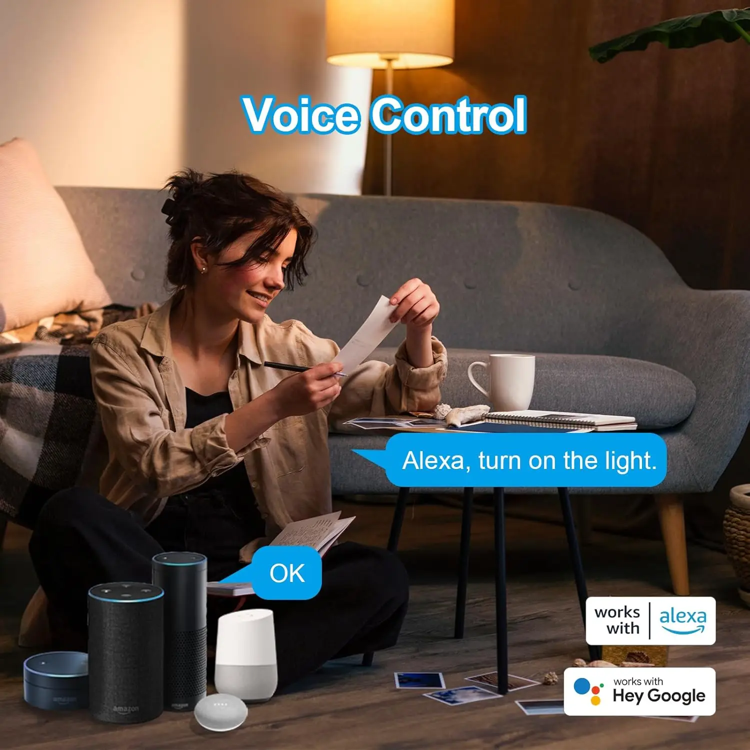 Ampoules à filament intelligentes Alexa, compatible avec Alexa, Google Home, commande vocale, commande à distance, WiFi 2.4GHz