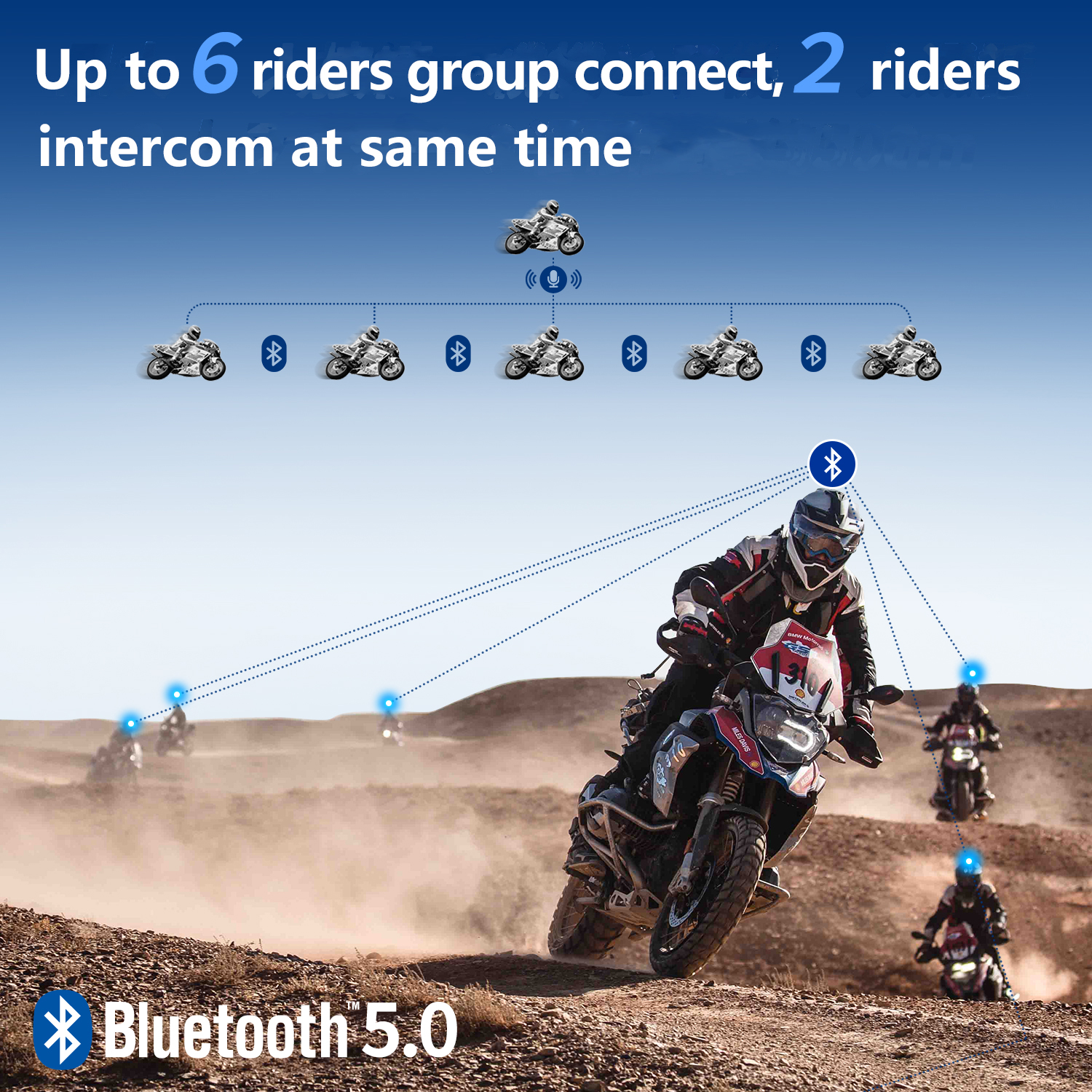 Fodsports V6 S Интерком для мотоциклетного шлема, гарнитура Bluetooth 6, водителей Intercomunicador Moto