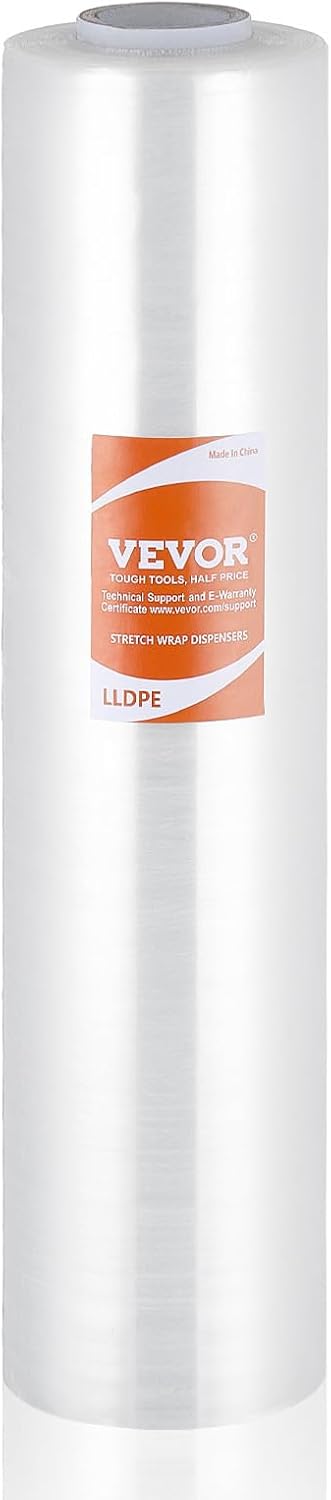 15 inches x 1000 feet, 60 Gauge Industrial Strength Clear Durable Stretch Wrap Roll, Heavy Duty Shrink Film Stretch Wrap