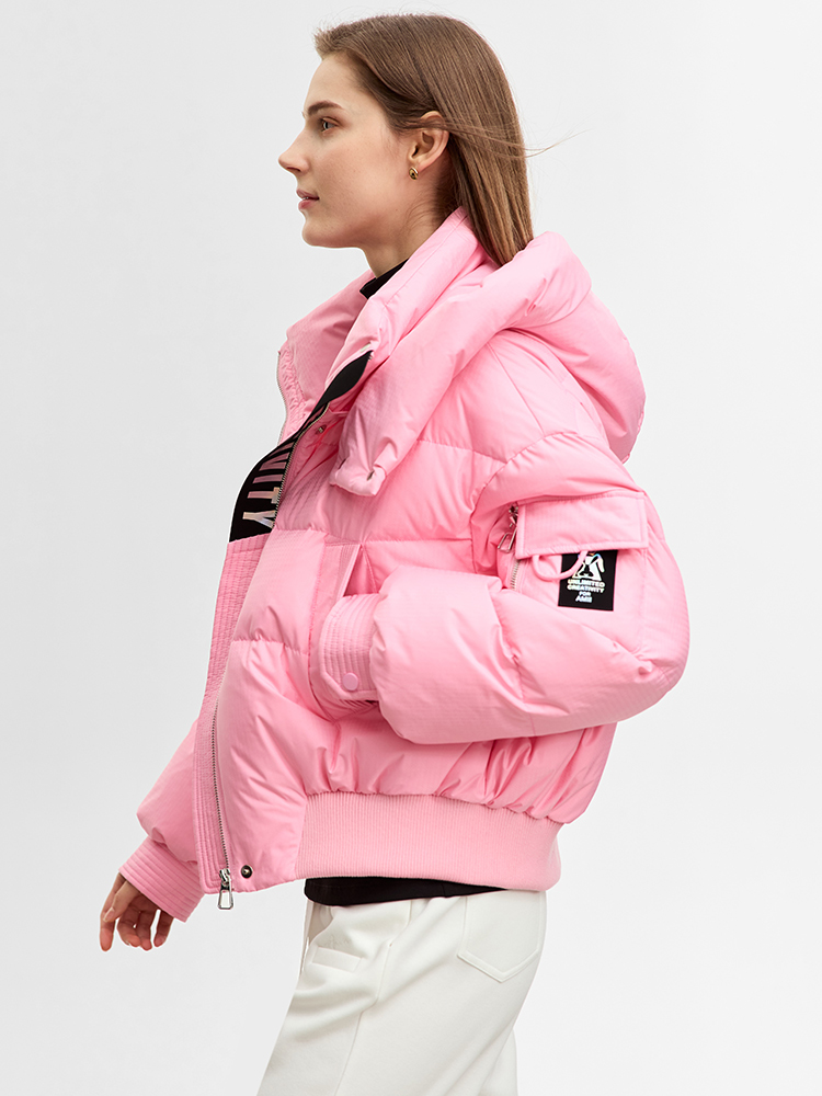 Женский минималистичный пуховик AMII, новинка зимы 2024, плотный теплый топ со съемной шапочкой, стеганое пальто, женская модная верхняя одежда 12344192