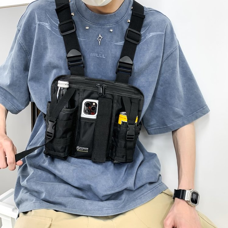 Nova Bolsa Tática Multifuncional para Motocicleta, Estilo Casual, Bolsa de Colete com Bolso Interno em Tecido de Nylon io