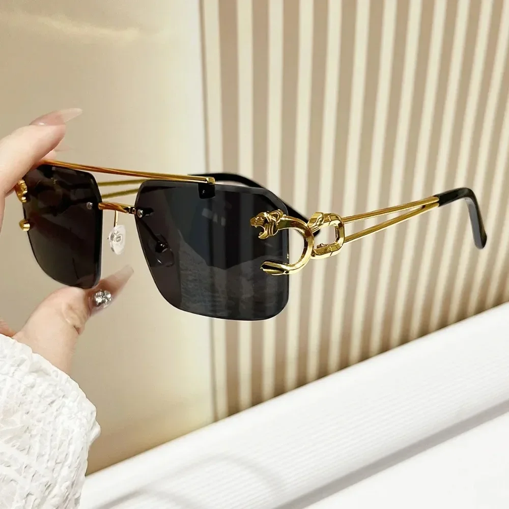Rahmenlose quadratische Sonnenbrille, modische Sonnenbrille für Damen, europäische und amerikanische bunte Sonnenbrille
