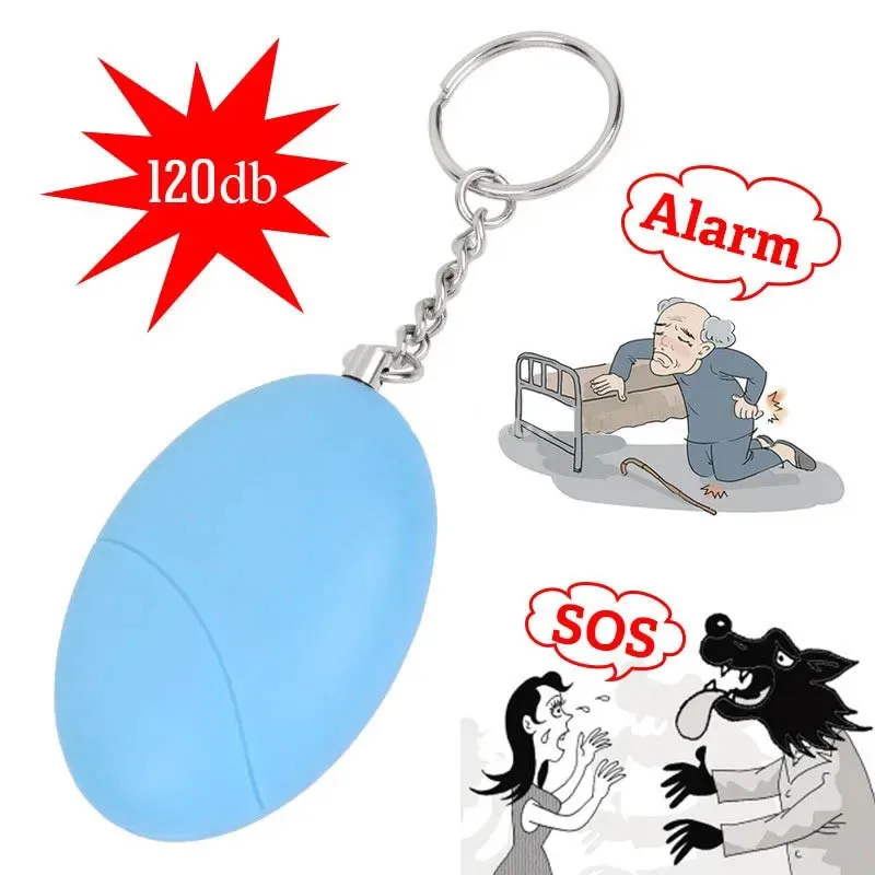 Barato alarme de autodefesa 120db forma de ovo menina mulher segurança proteger alerta pessoal segurança gritar alto chaveiro alarme de emergência