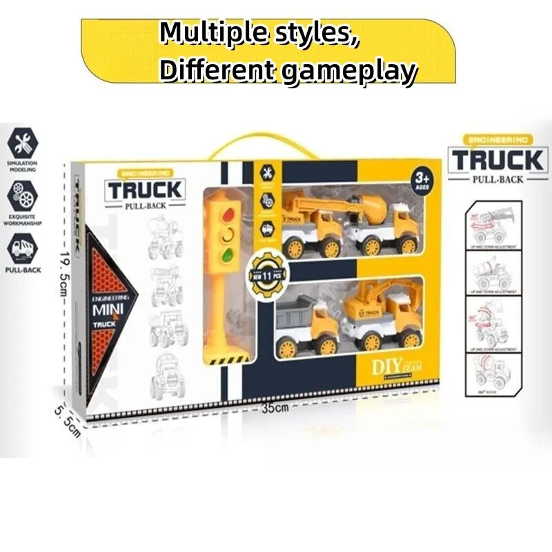 Modello di simulazione Pull-Back Engineering Vehicle City Builder Drop-Resistant Engineering Vehicle Set Gift Box Boy Gift Set