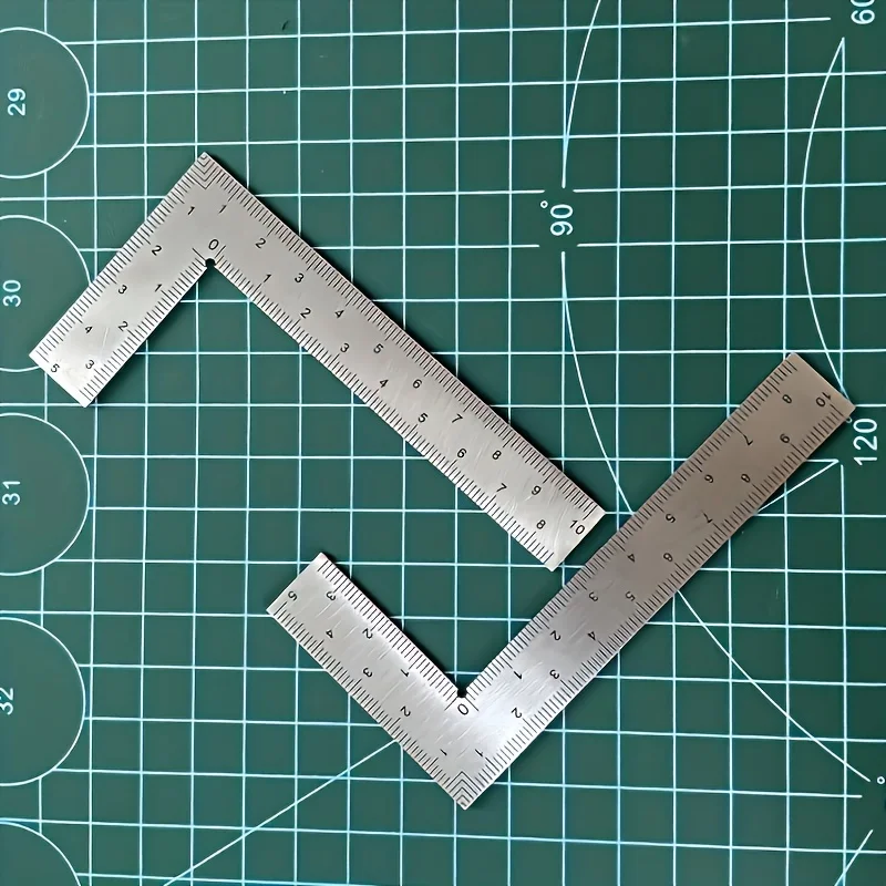 Mini Square Stainless Steel L-shaped Double Sided High Precision Scale Multifunctional Thickened Corner Ruler for Office/Home