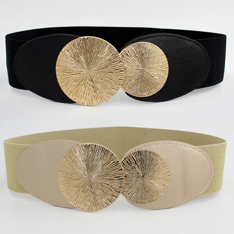 Breiter elastischer Hüftgurt Damen Retro Mode dehnbar stilvolle Pu Leder Bund für Kleidung Accessoires Dekoration