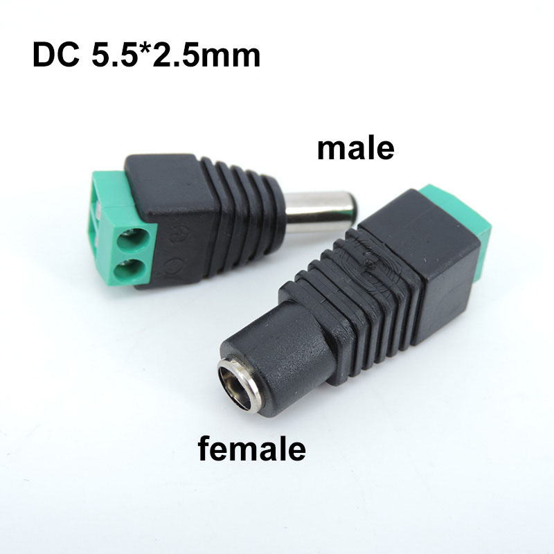 5 stücke 12 V 2,5 x 5,5mm 5,5*2,5mm DC Power Männlich weiblich Stecker Jack Adapter stecker kabel terminal für CCTV kamera LED Licht W1