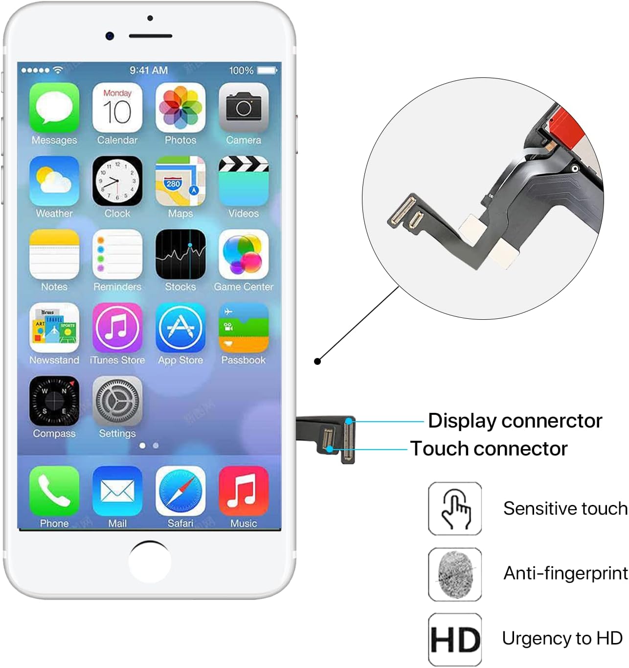 Substituição de tela para iphone 6 7 8 séries do telefone móvel display lcd tela digitador quadro montagem completa com ferramentas reparo