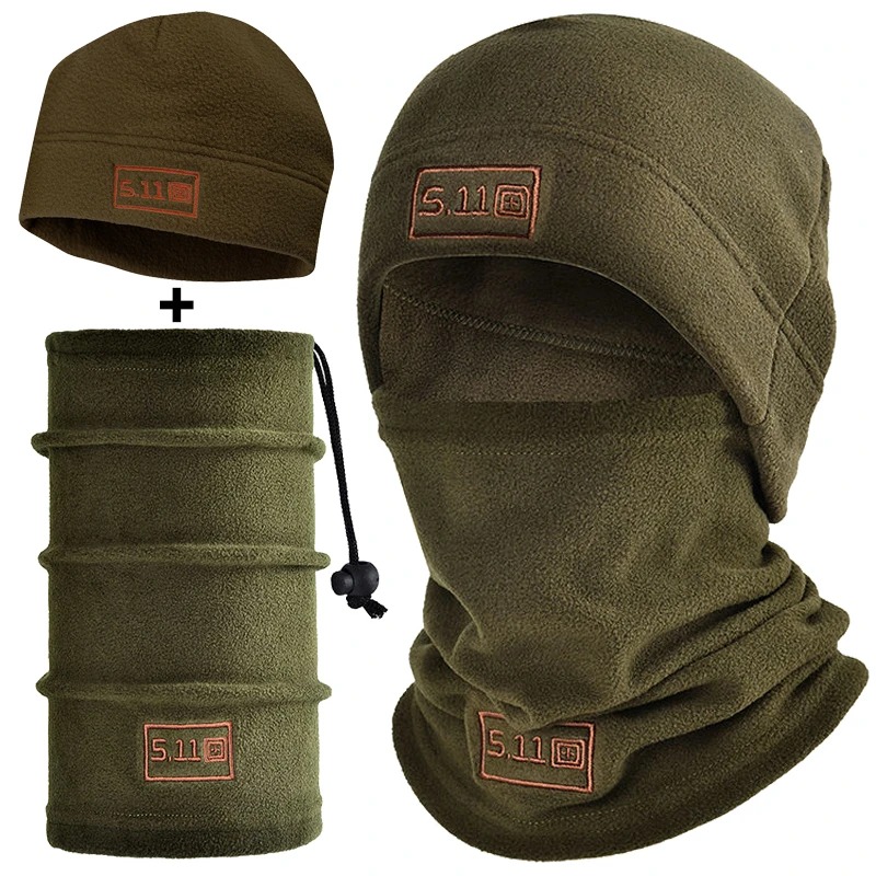 Conjunto de gorro y bufanda de lana táctica, cubierta térmica para la cabeza, pasamontañas cálido para invierno, máscara facial, gorro deportivo para ciclismo, Protector de cuello