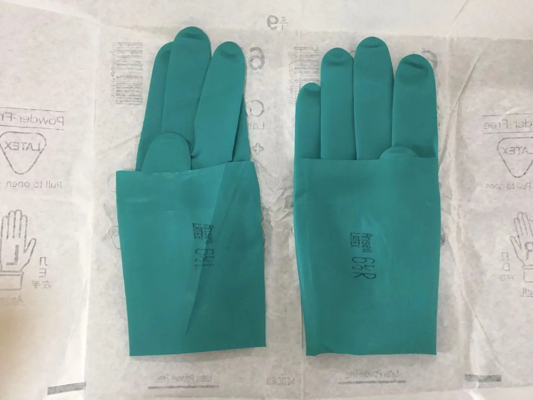 Ansell  Gammex underglove (1pair) 12 inch powder free latex green inner and outer layers/ultra-thin fine operation gloves 30 cm