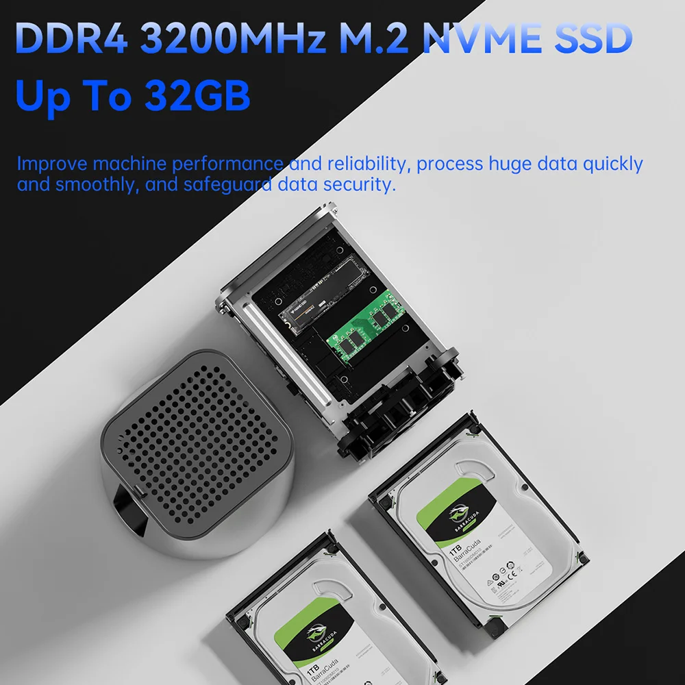 Router NAS Mini PC AOOSTAR R1, Intel N150 4 core max 3,6 GHz, 16 GB di RAM 512 GB SSD, WiFi 6, 2 * USB3.0, 2 * USB 2.0, 2 * 2,5 G LAN