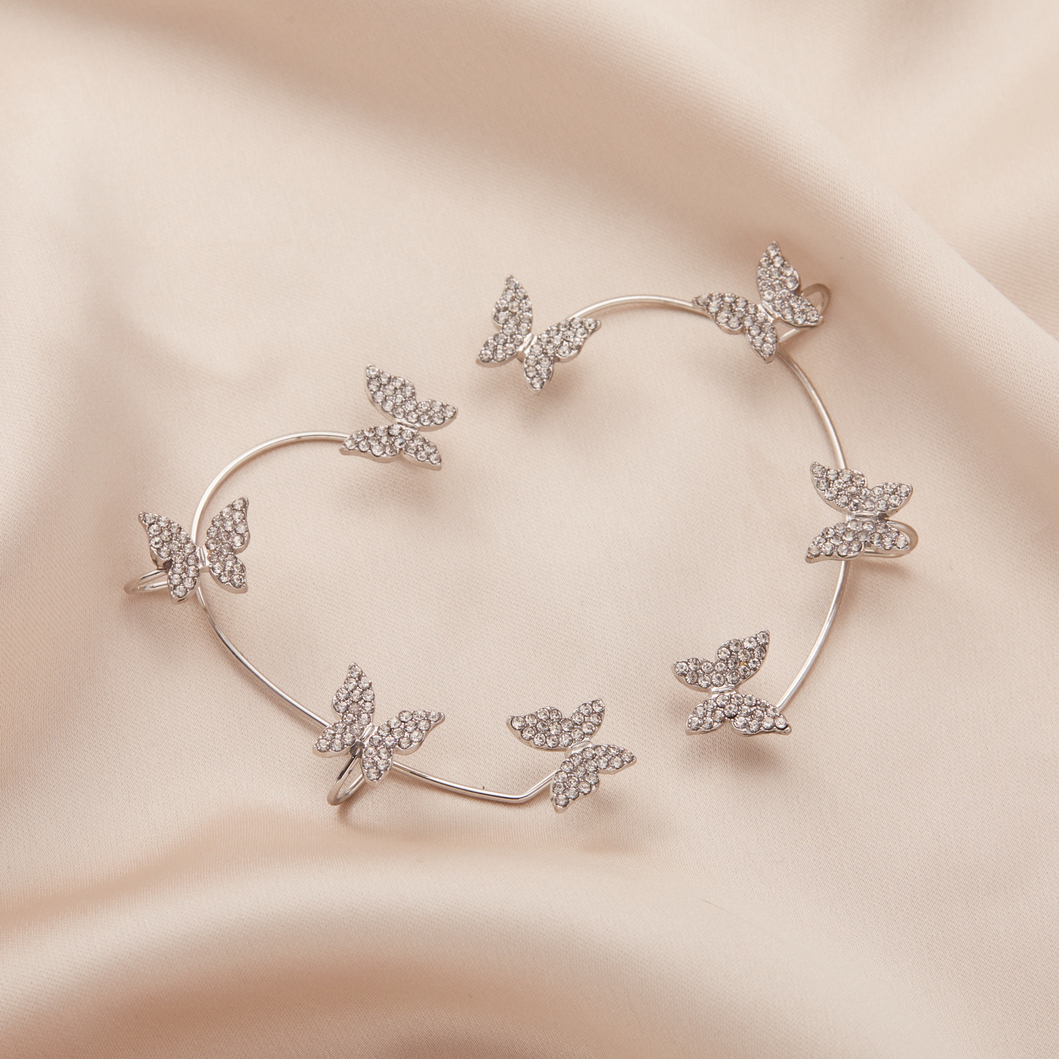 เกาหลีสไตล์ผีเสื้อหูคลิปโดยไม่ต้องเจาะสําหรับผู้หญิงประกายZircon Ear Cuffคลิปต่างหูเครื่องประดับงานแต่งงานของขวัญ