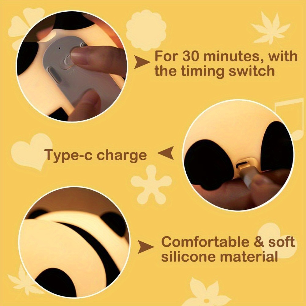 Adorable luz nocturna con forma de panda, regalo para niños/deterdo de bebé, lámpara LED de silicona regulable, iluminación ambiental para dormitorio