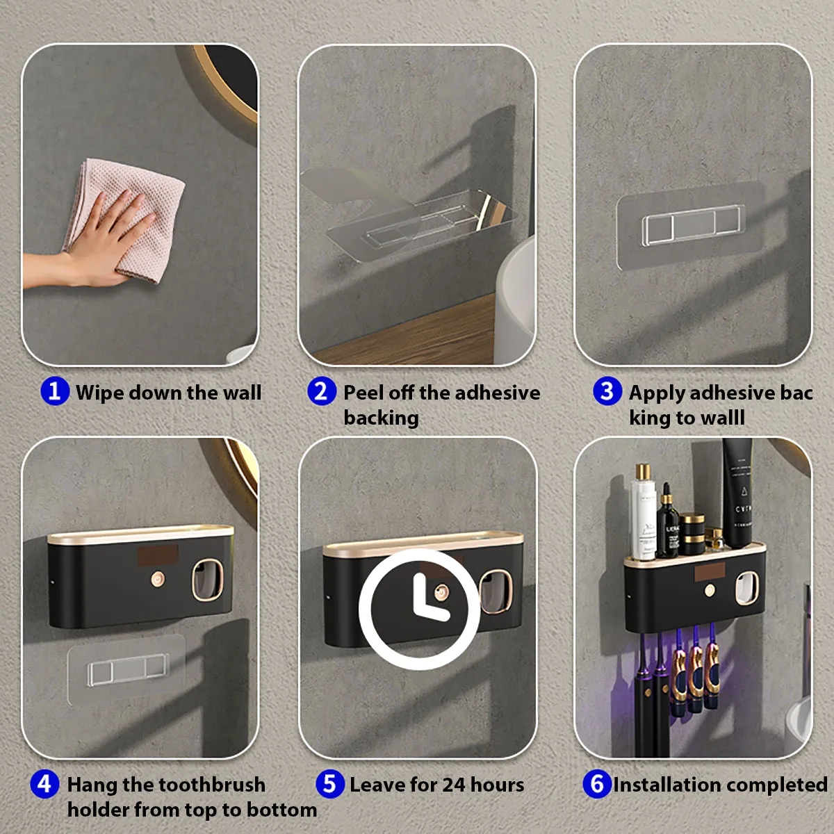 Desinfectante de cepillo de dientes inteligente, recargable, seco, dos en uno, soporte para cepillo de dientes, esterilización UV, 1 ud.