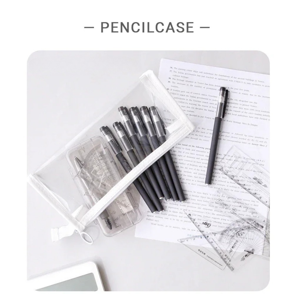 Astuccio trasparente Borsa per penne semplice di grande capacità Borsa per cosmetici Kawaii Forniture per ufficio di cancelleria per studio scolastico
