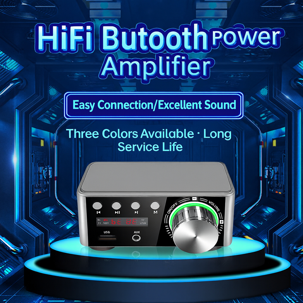 Placa amplificadora bluetooth tpa3116, 50w x 2, amplificador de áudio digital hifi 5.0, suporte usb tf aux rca 12v-24v-sem adaptador de energia