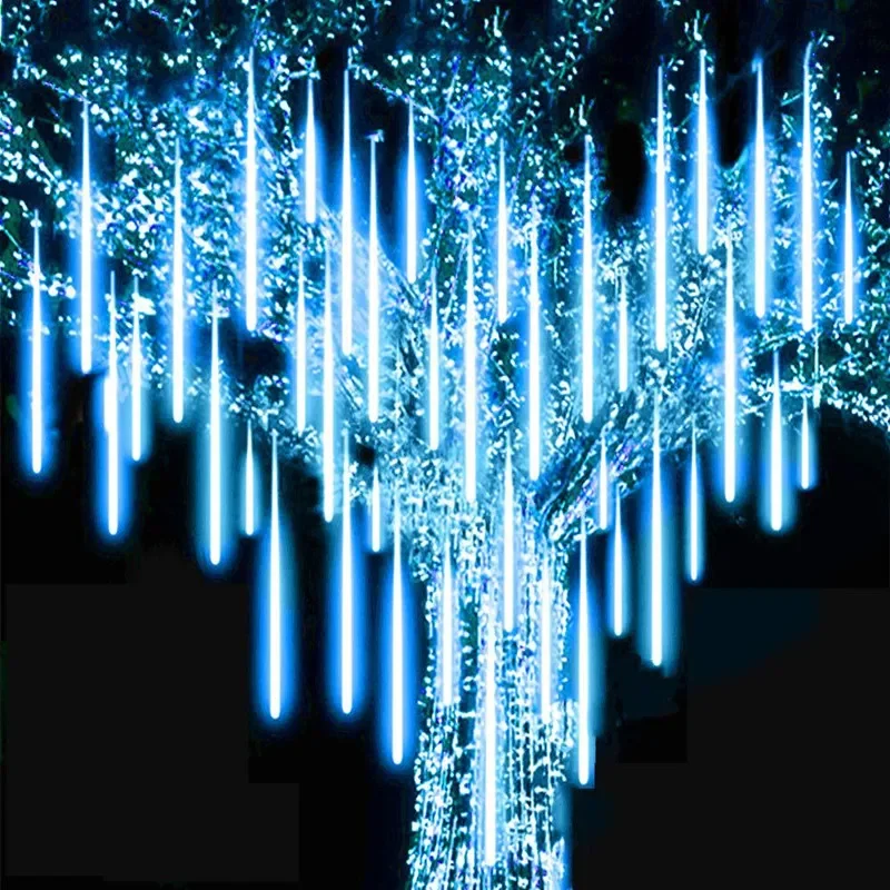 30cm 50cm impermeable al aire libre 8 tubos lluvia de meteoritos Led Color cadena de luz decoración de árbol de Navidad para el hogar Navidad decoración de jardín