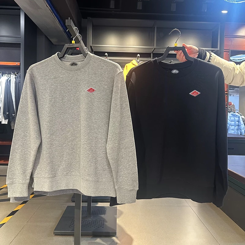 2025 Sudadera con capucha bordada exportado a Japón otoño sudadera fina hombres/mujeres mismo cuello redondo manga larga suelta marca chándal Tops