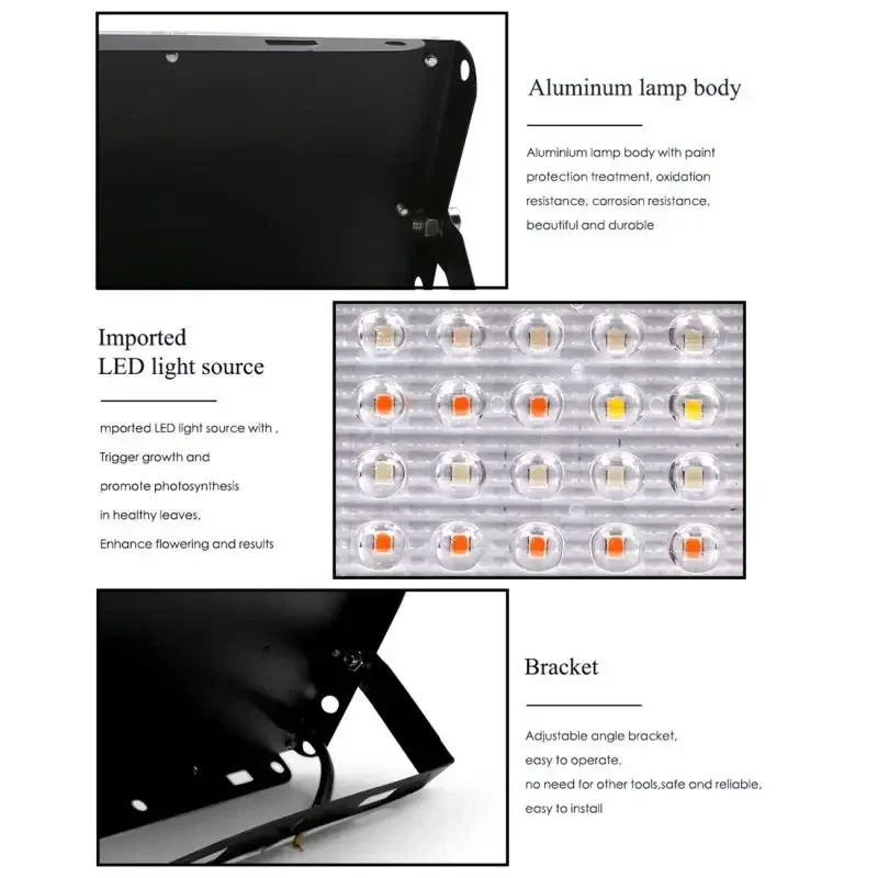 Full Spectrum LED Grow Light AC220V 50W 100W 300W Phyto Lamp With On/Off Switch For Greenhouse Hydroponic Plant Growth Lighting