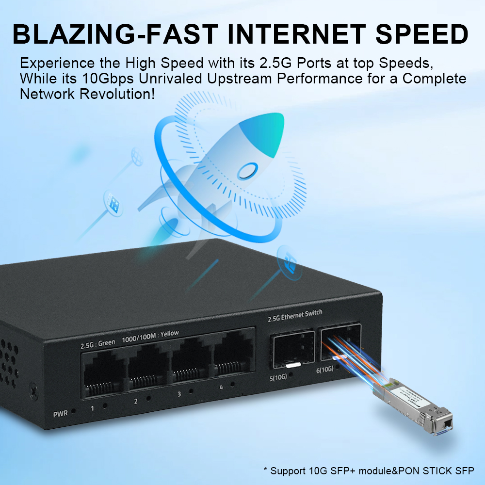 Conmutador Ethernet OPTFOCUS 10G SFP 2,5G RJ45 Gigabit conmutador 2 5 gb conmutadores Ethernet 4 5 6 puertos Lan Ethernet concentrador de fibra óptica
