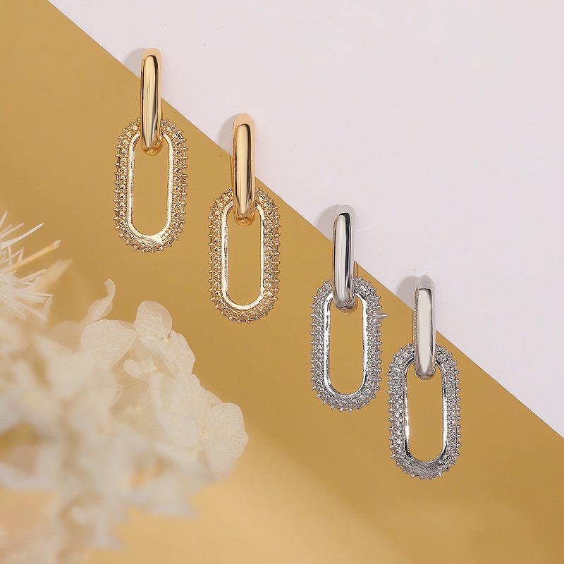 เงา Rhinestone เรขาคณิตต่างหูสุภาพสตรีแฟชั่นหรูหรารูปไข่แหวนคู่ต่างหูประณีตอุปกรณ์เสริม