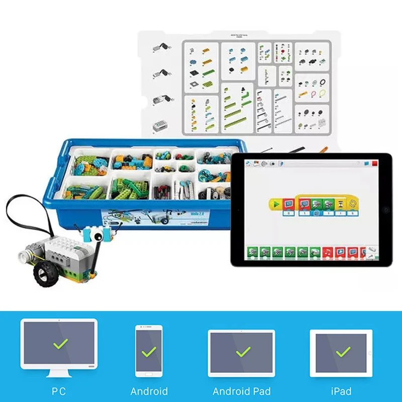 ใหม่ WeDo 2.0 Core ชุดหุ่นยนต์ไอน้ํากล่องชุดใช้งานร่วมกับ 45300 We-Do Building Blocks DIY ของเล่นเพื่อการศึกษาคริสต์มาสของขวัญ