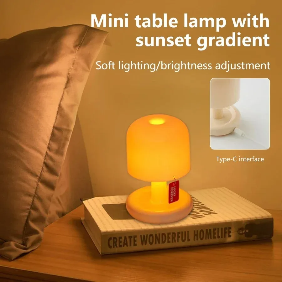 Lampada da tavolo a LED con luce notturna al tramonto Mini USB ricaricabile da scrivania Comodino Camera da letto Bar Arredamento della stanza Atmosfera Luce d'atmosfera minimalista