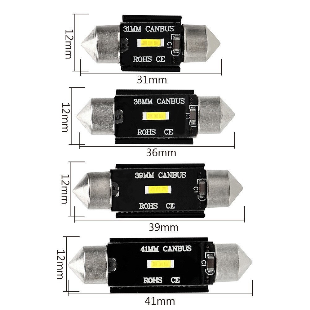 Lampe de Signalisation LED C5W CSP 1860, Ampoule Canbus 31mm 36mm 39mm 41mm, Lumière Feston C10W, Lumière breton de Lecture Intérieure existent, 2 Pièces