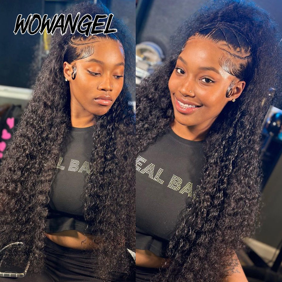 와우 엔젤 HD 레이스 정면 가발 250% 13X6 레이스 프런트 가발 워터 웨이브 HD 레이스 클로저 곱슬 가발 전체 레이스 인간의 머리 가발 여성용