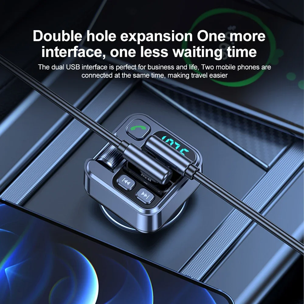 Car Bluetooth FM Transmitter Car Kit Usb U Disk Read Pd20W Fast Charging Digital Car Phone Adapter Support AUX audio input
