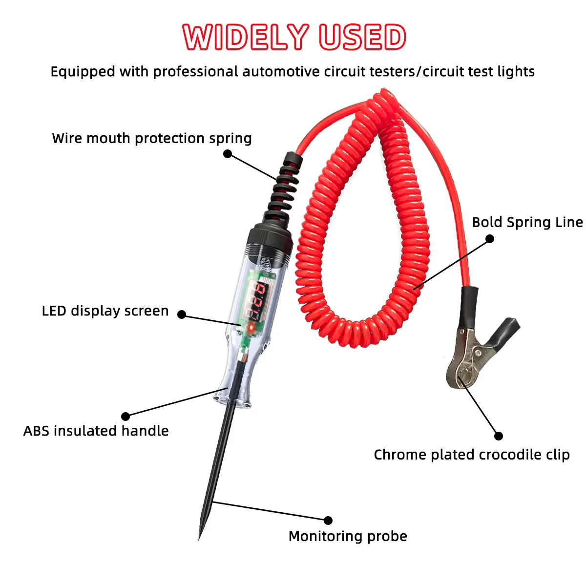 Probador de circuito de voltaje para coche y camión, pluma de prueba de sonda de diagnóstico de coche, bombilla, pluma medidora eléctrica, herramientas de reparación, 6V, 12V, 24V