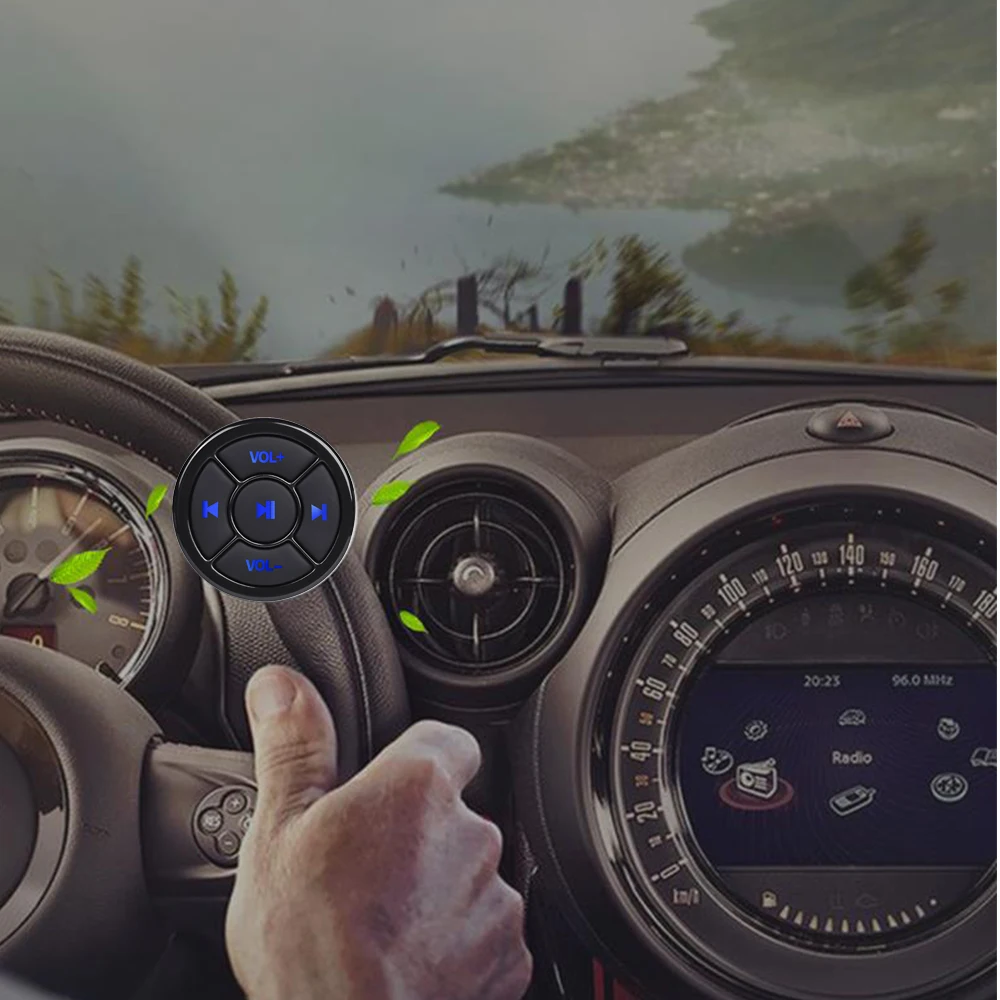 kebidu Stuurwiel Muziekspeler Draadloze Bluetooth Afstandsbediening Mediaknop Multimedia voor Android IOS Smartphone Carkit