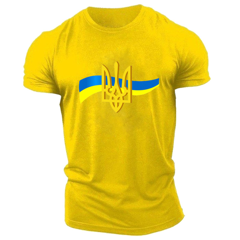 Camiseta de Ucrania para hombre, camiseta de verano de manga corta con emblema nacional de Ucrania, bandera con estampado 3D, jersey de cuello redondo a la moda, ropa para hombre