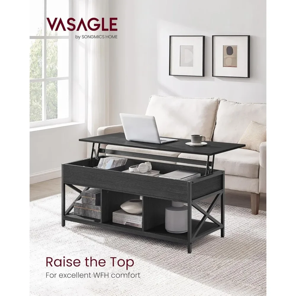 Mesa de centro elevatória, mesa de centro elevatória com prateleira de armazenamento, compartimentos ocultos e tampo elevatório, para sala de estar, escritório