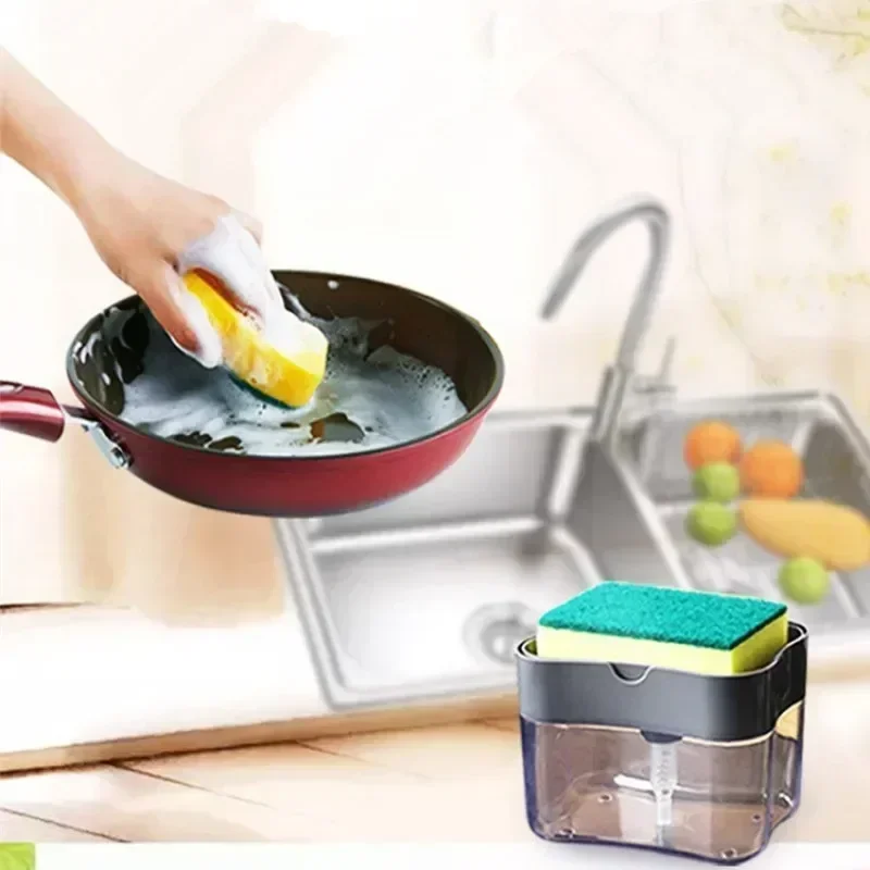 Автоматический дозатор мыла, бутылка для кухонной посуды, мыльница с держателем губки, ручной пресс, дозатор жидкости, кухонные инструменты
