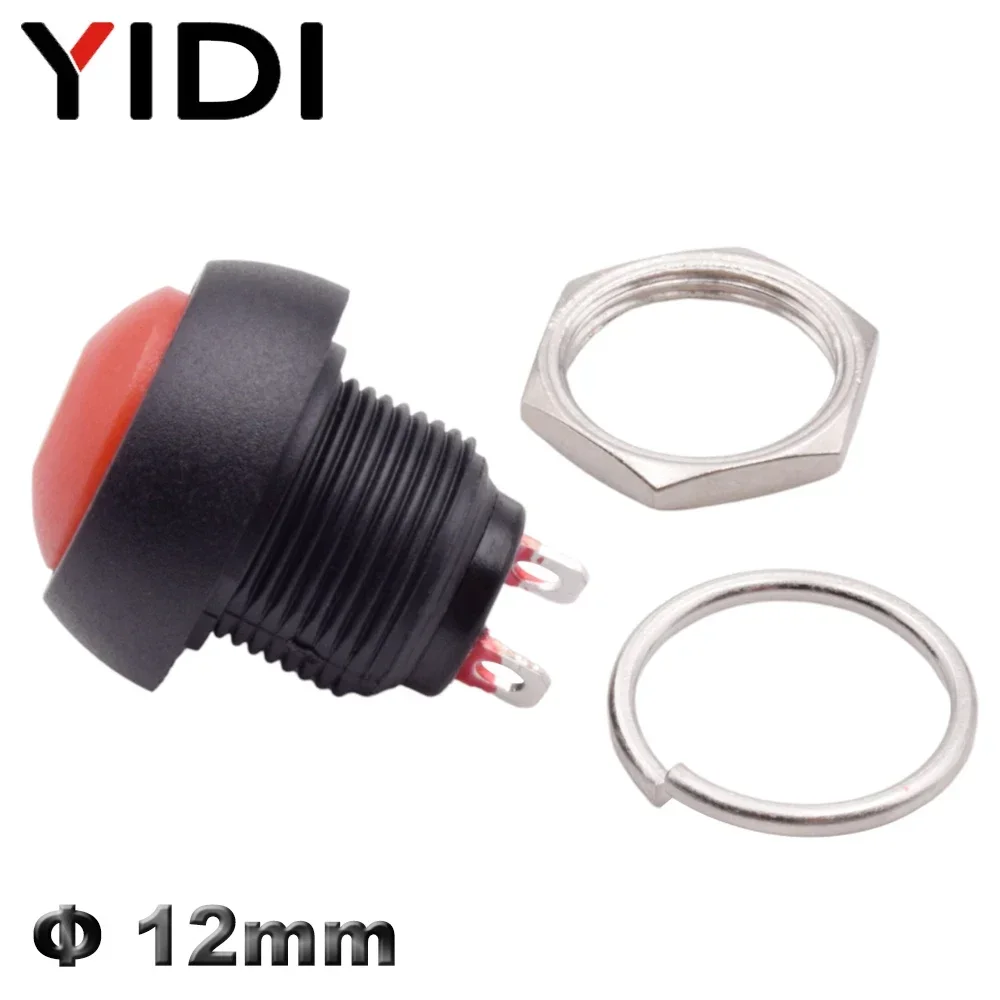 5/10 Uds PBS 33B Mini pequeño botón de plástico cabeza redonda ON OFF interruptor momentáneo 2 pines 12mm reinicio de energía impermeable sin bloqueo