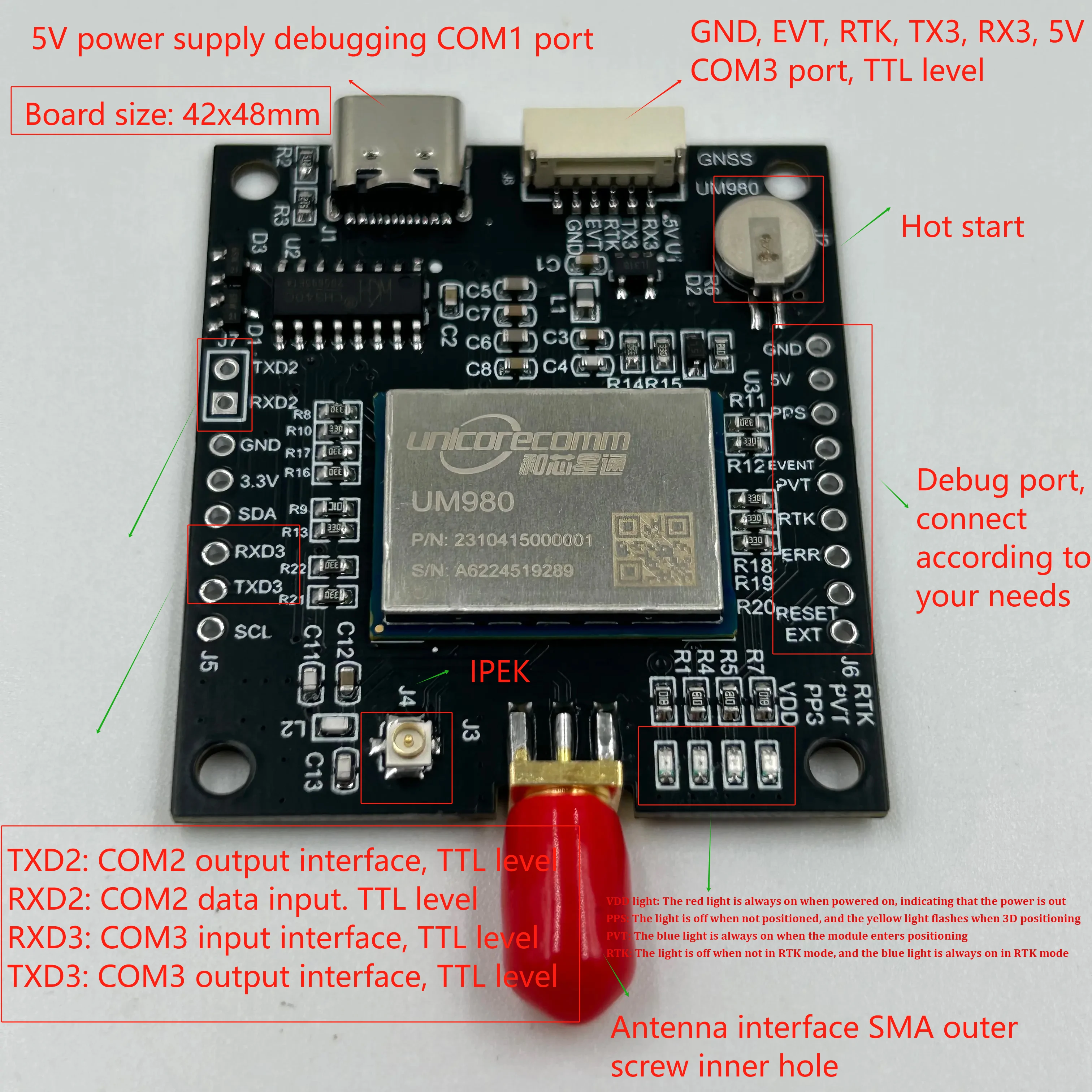 Scheda di sviluppo parti drone UM980 Scheda di sviluppo GNSS UAV ZED-F9P