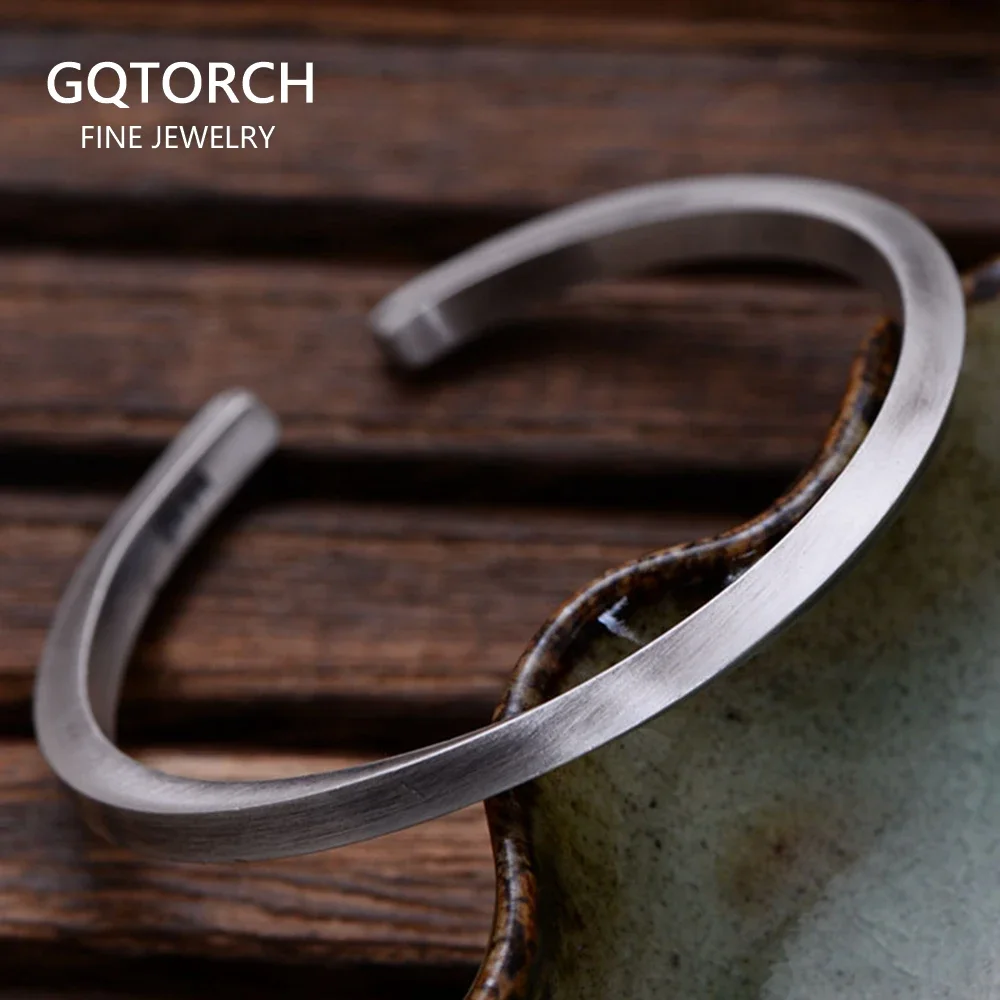 925 Sterling Silver Twisted Cuff gelang untuk pria dan wanita Vintage Punk Rock gaya Thai perak perhiasan bagus