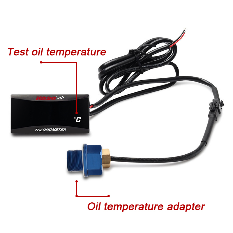 KOSO olietemperatuurmeter motorfiets universele olietemperatuursensor LCD digitaal scherm minimeter