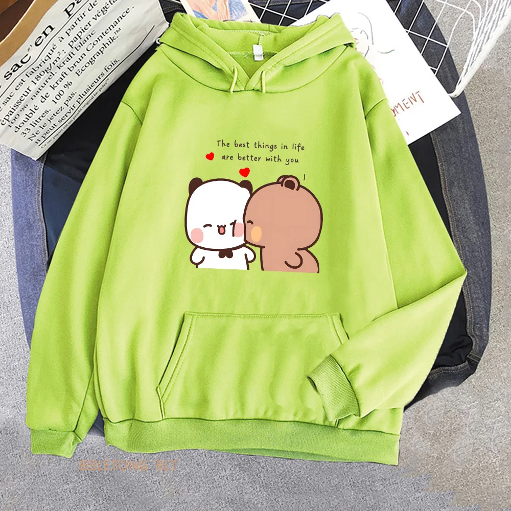 パンダクマ Bubu Dudu ラブハートスウェット女性/男性服カジュアル長袖かわいい印刷プルオーバー冬フリース