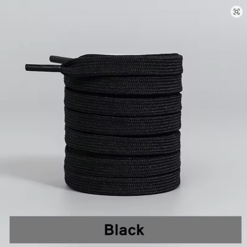 1 Pair Black White Shoe Laces Flat Double Woven Anti-Slip Polyester Shoelaces Sports Casual White Shoes Classic Shoelace