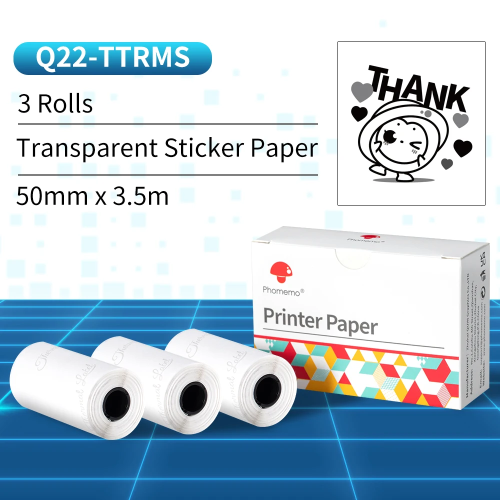 Papier thermique or autocollant Phomemo, papier coloré 53mm x 3.5m pour imprimante de poche Phomemo M02/M02S/M02Pro, 3 rouleaux/boîte