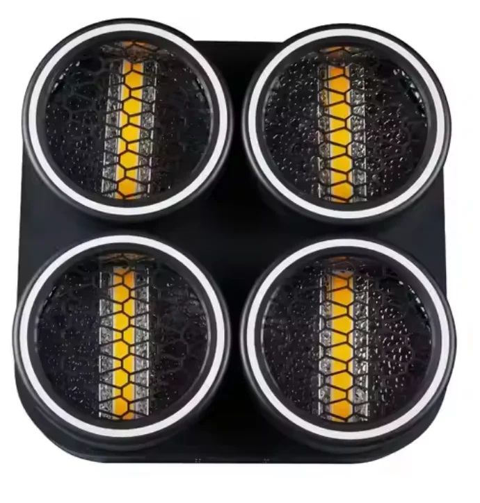 Harga Grosir Lampu Retro COB LED 4 Mata 50W dengan Cincin Dmx512 RGB Lampu Panggung Blinder untuk Bar Disko Klub Malam