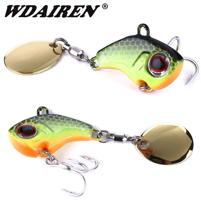 Señuelos de Pesca con vibración, cuchara giratoria Vib de Metal, Wobbles, para Lucio, lubina, plantillas de invierno, Spinner, cebos duros, aparejos de Pesca, 1 ud.