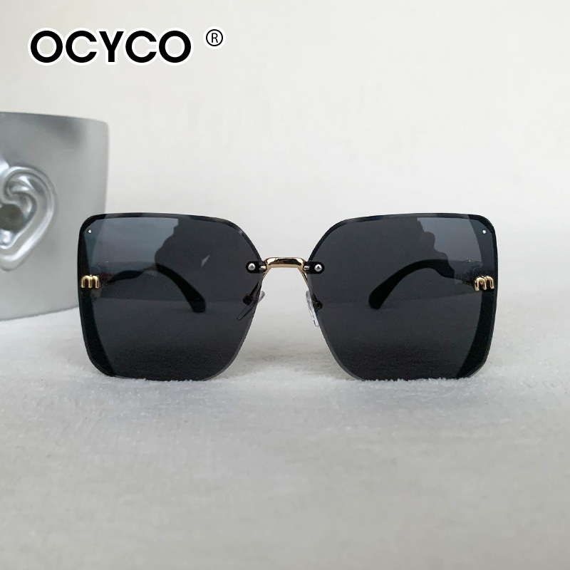 OCYCO 새로운 패션 쿨 스퀘어 선글라스 여성 럭셔리 브랜드 안티 강한 빛 빈티지 무테 선글라스