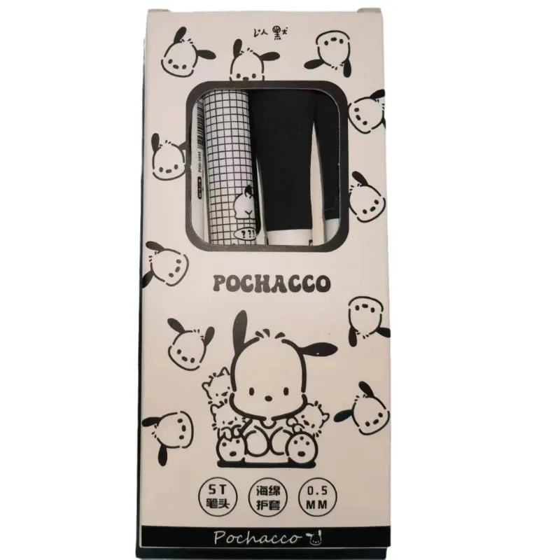 4pcs/set Cute Cartoon Pochacco Soft Grip Fat Pen The 0.5 Mm St Head Smooth Sponge Sheath Pen Quick-dry Gel Pen Box Set