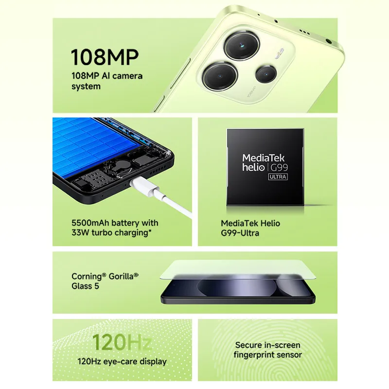 【Brand+】รุ่นทั่วโลก Xiaomi Redmi Note 14 MediaTek Helio G99-Ultra กล้อง 108MP AI แบตเตอรี่ 5500mAh หน้าจอ AMOLED 6.67 นิ้ว 120Hz