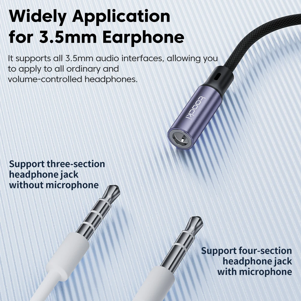 Toocki Typ C auf 3,5 mm Kopfhörer-Audiokabel, Kopfhörer-Adapter, USB C auf 3,5 mm Klinke, Audio-AUX-Kabel für Xiaomi 13, Huawei, Samsung