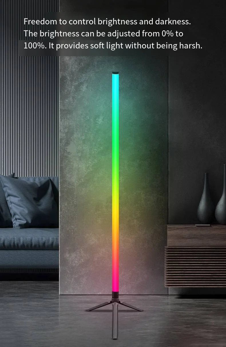 โคมไฟตั้งพื้น RGB 1 ชิ้น โคมไฟตั้งพื้นมุมห้องนอน แสงไฟสร้างบรรยากาศ สไตล์สแกนดิเนเวียน เปลี่ยนสีได้ ปรับความสว่างได้ แสงนุ่มนวล