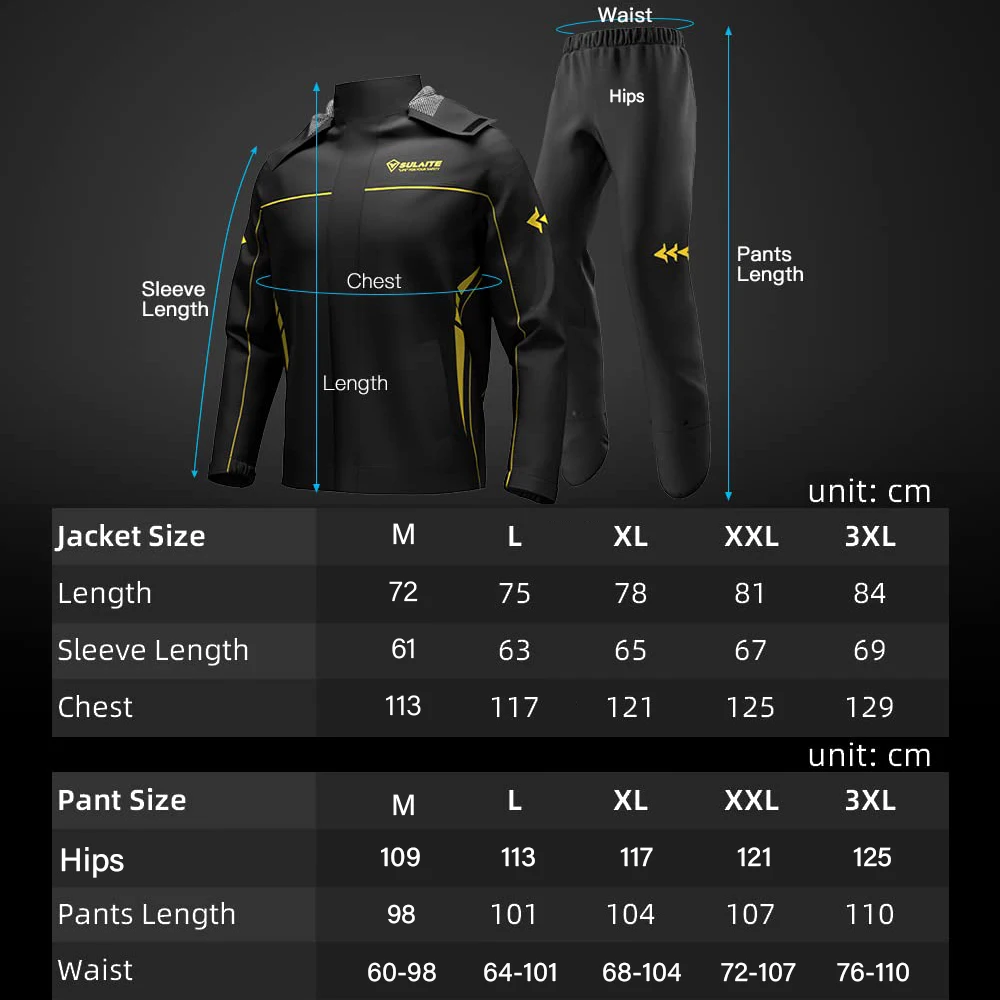 SULAITE-trajes impermeables para motocicleta para hombre, equipo impermeable para la lluvia, chaqueta para la lluvia, abrigos reflectantes para la lluvia para el trabajo, traje ligero para senderismo